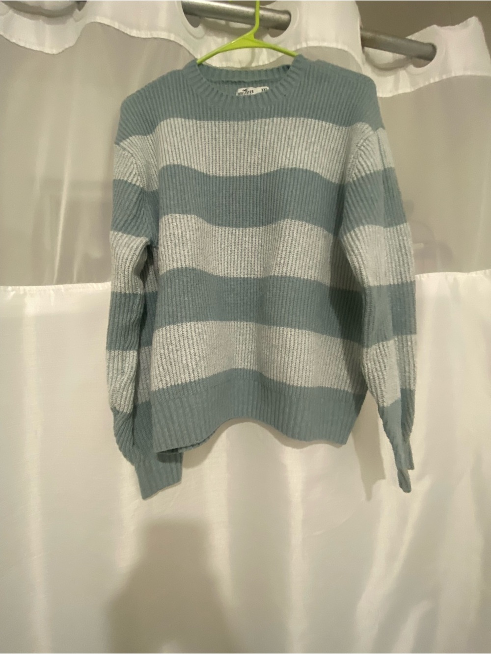 Hollister Cozy Blue Striped Rib-Knit Sweater